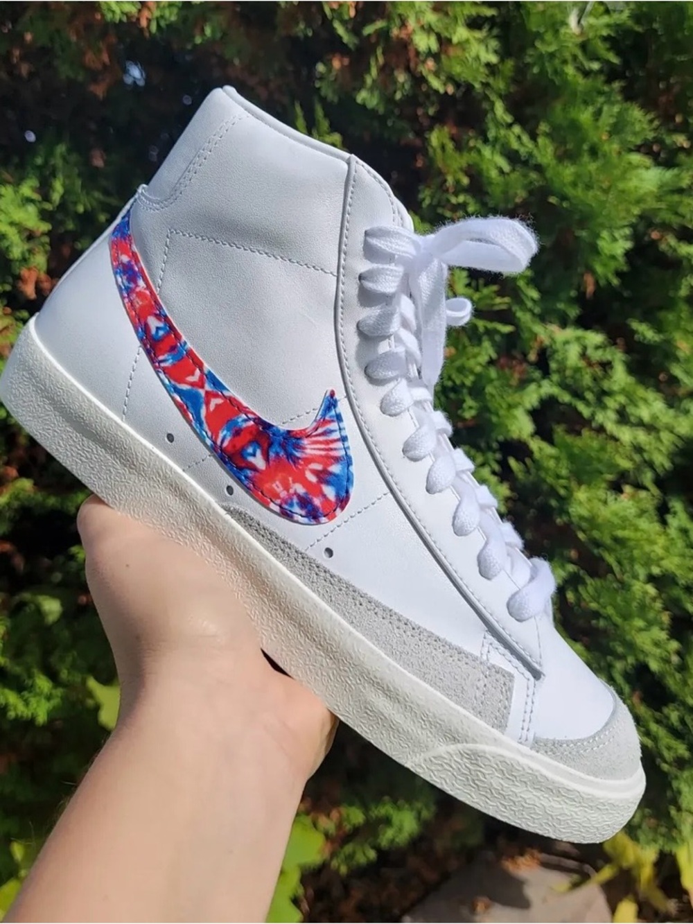 Nike Blazer Mid with Red & Blue Tie-Dye Swoosh